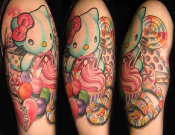 Looking for unique  Tattoos? Hello Kitty Candy Cupcake Tattoo